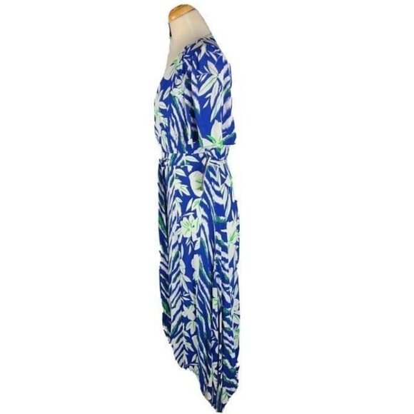 French Connection Floral Print Crepe Wrap Midi Dress Blue Floral Size 6 NEW - Picture 6 of 10
